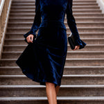 Bodycon Elasticated Waist Solid Color High Neck Midi Dresses