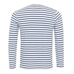 Men's Striped Henley Collar Long Sleeve Casual T-shirt