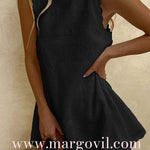 Margovil Crewneck Sleeveless Cotton Linen Dress
