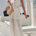 Santorini Dream Unique Lace Button Up Lapel Suit Vest