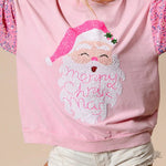 Christmas Casual Loose Round Neck Sequined Sleeve Sweatshirt