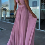 Halter Neck Pleated Swing Dress