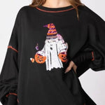 Halloween Ghost Sequined Sweatshirt Embroidered Casual Top