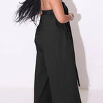 Loose Sleeveless Belted Pleated Pockets Solid Color Tube Jumpsuits
