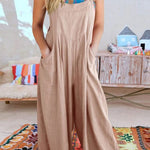 Solid Loose Casual Wide Leg Insert pocket Jumpsuit