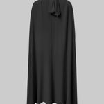 Simple Batwing Sleeves Lace-Up Solid Color High-Neck Midi Dresses