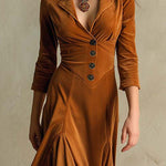 Elegant 70s Style Blazer Style Velvet Dress
