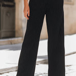 Black Pinstripe Suspender Wide-Leg Jumpsuit