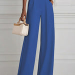 High Waisted Straight Leg Pleated Solid Color Split-Joint Pants Trousers