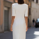 Tailored Double-Breasted Blazer Midi Dress