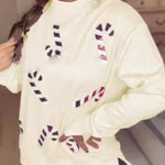 Christmas Sequin Casual Round Neck Long Sleeve Sweatshirt