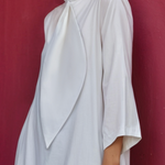 Loose Three-Quarter Sleeves Solid Color Stand Collar Mini Dresses Shirt Dress