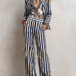 Retro Loose-fitting Cotton And Linen Striped Blouse