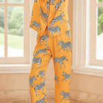 Yellow Zebra Print Home Long-sleeved Two-piece Set
