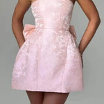 Sexy fashion jacquard tube top bow short dress