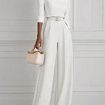 High Waisted Straight Leg Pleated Solid Color Split-Joint Pants Trousers