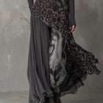 Bohemian Pit Stripe Leopard Print Splicing Irregular Hem Maxi Dress