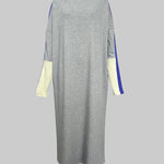 Long Sleeves Loose Contrast Color Stand Collar Maxi Dresses