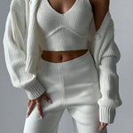 Chic V-neck Knitted Three-piece Set
