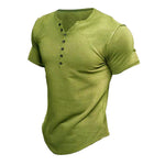 Men's Short Sleeve Solid Button Henley T-Shirt