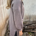 Solid Color Casual Woolen Pocket Hooded Jacket