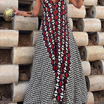Fresh Breeze Ethnic Unique Print Ruffle Sleeve A-line Maxi Dress
