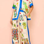 Funny Graffiti Print Casual Two-piece Set