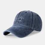 Line Dachshund Print Washed Baseball Cap
