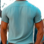 Men's Summer Deep V-Neck Solid Color Comfortable Short-Sleeved T-Shirt