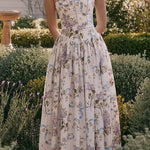 Margovil Spaghetti Strap Floral Print Bustier A-line Maxi Dress