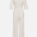 Loose Solid Color Split-Joint Round-Neck Jumpsuits