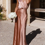 Loose Short Sleeves Pleated Solid Color Split-Joint V-Neck Maxi Dresses
