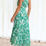 Mid-length off-the-shoulder sleeveless midi dress