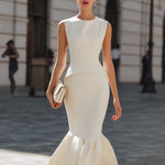 Sleeveless Sculpted Top and Mermaid Skirt Set