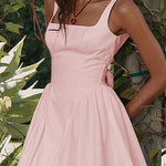 Margovil Square Neck Bow Knot Backless Mini Dress