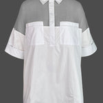 Short Sleeves See-Through Solid Color Split-Joint Lapel Blouses&Shirts Tops