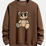 Plaid Pattern Dissolving Bear Print Relax Fit Sweatshirt