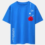 Slogan Rose Print Drop Shoulder Oversize T-Shirt