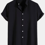 Crinkled Texture Stand Collar Shirt