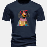 Regular Fit Sweater Dog Print Cotton T-Shirt