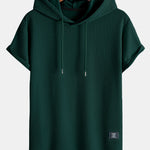 Ribbed Hooded  Arc Hem T-Shirt
