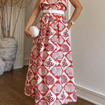 Strapless Tube Marine Life Print Maxi Dress