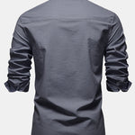 Long Sleeve Linen Cotton Blend Shirt With Pocket