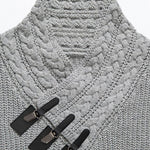 Leather Buckle Turtleneck Sweater