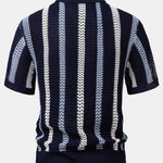 Striped Crochet V Neck Polo