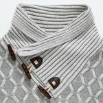 Jacquard Horn Button Turtleneck Sweater
