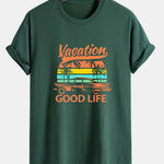 Regular Fit Good Life On Vacation Print Cotton T-Shirt