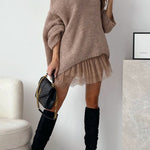 Margovil V Neck Drop Shoulder Slouchy Pullover Sweater