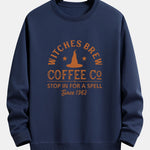 Halloween Witches Brew Coffee Print Relax Fit Sweatshirt