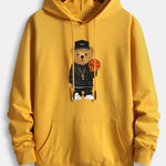 Basketball Bear Print Cotton Hoodie